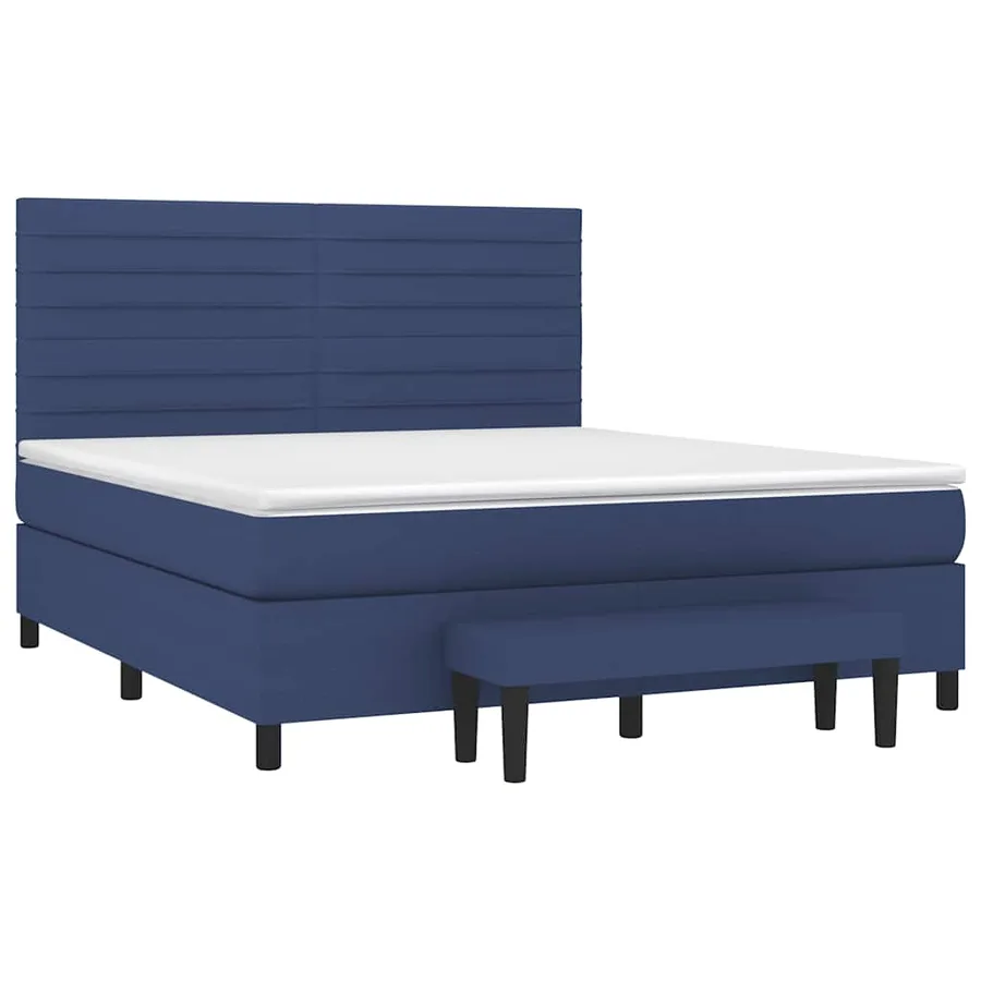 Sommier à lattes de lit avec matelas Bleu 180x200 cm Tissu - 3