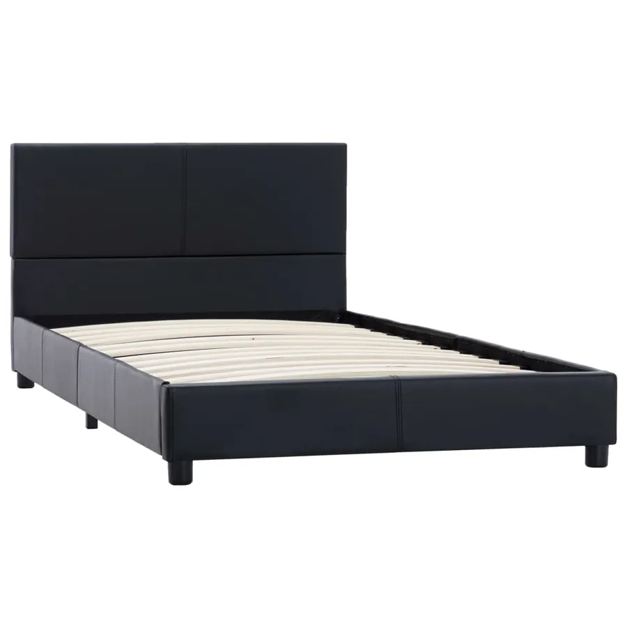 Cadre de lit sans matelas noir similicuir 90x200 cm - 2