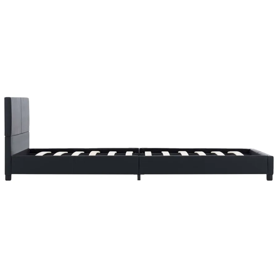 Cadre de lit sans matelas noir similicuir 90x200 cm - 4