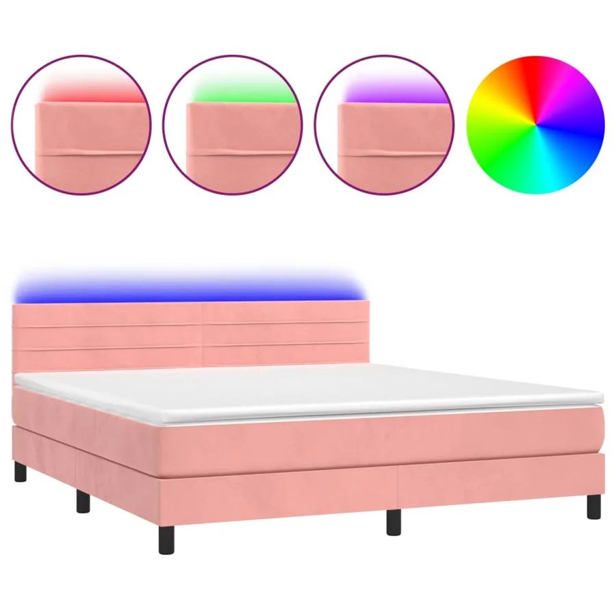 Sommier à lattes de lit avec matelas et LED Rose 180x200 cm - 2