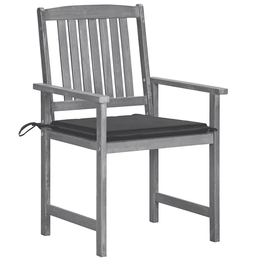 Chaises de jardin et coussins lot de 6 Bois acacia massif Gris - 2