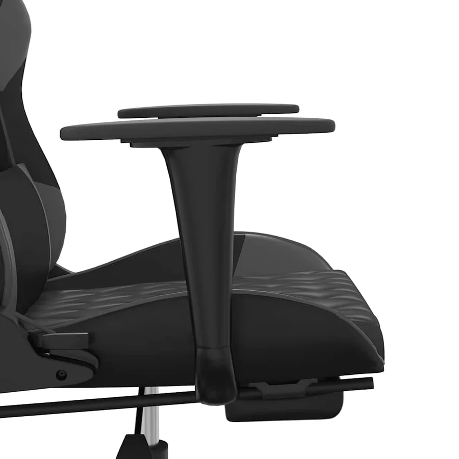 Chaise de jeu de massage avec repose-pied Noir&Gris Similicuir - 10