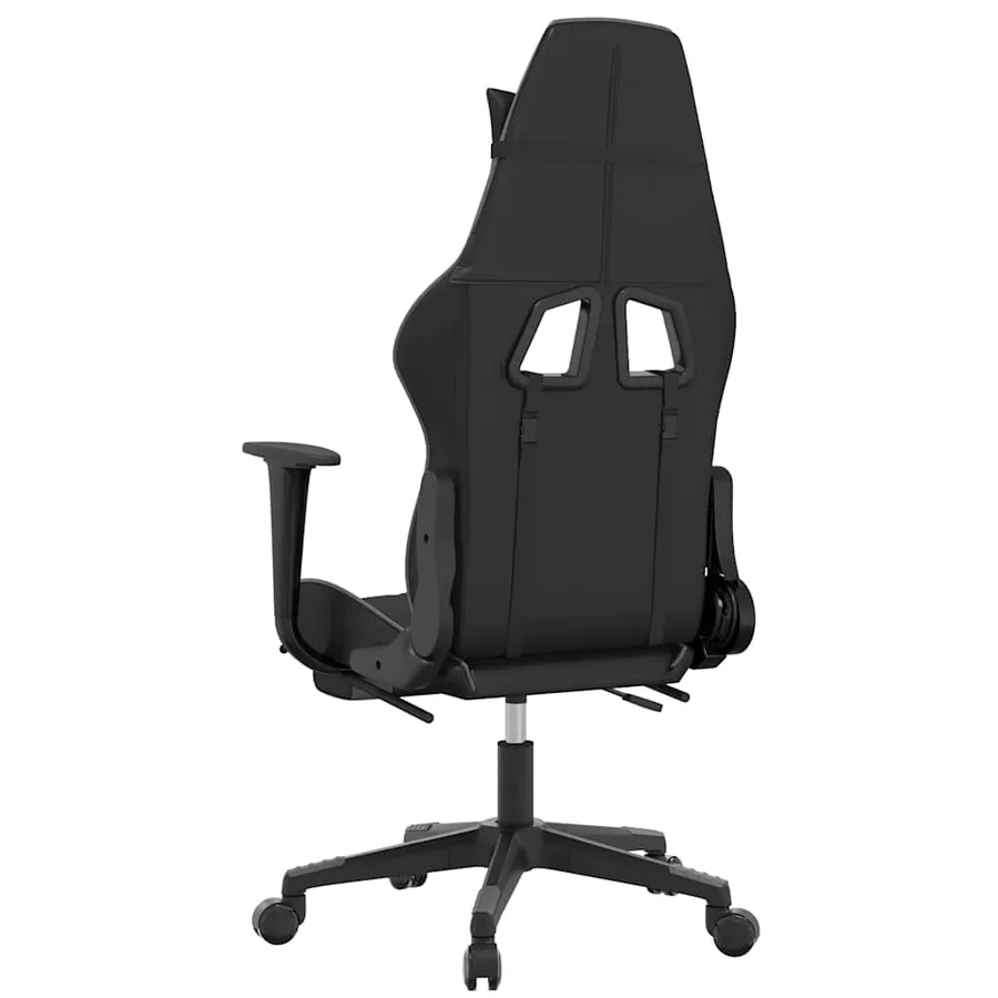 Chaise de jeu de massage avec repose-pied Noir&Gris Similicuir - 6