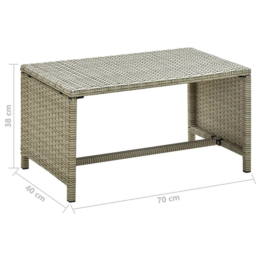 Table basse beige 70x40x38 cm résine tressée - 4
