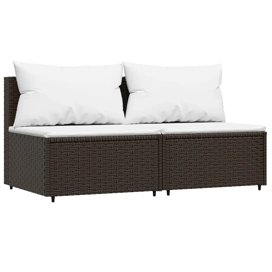 Salon de jardin 3 pcs avec coussins marron résine tressée - 3