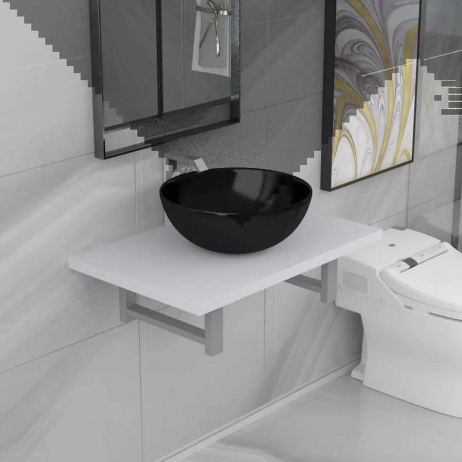 Meuble de salle de bain en deux pièces Céramique Blanc