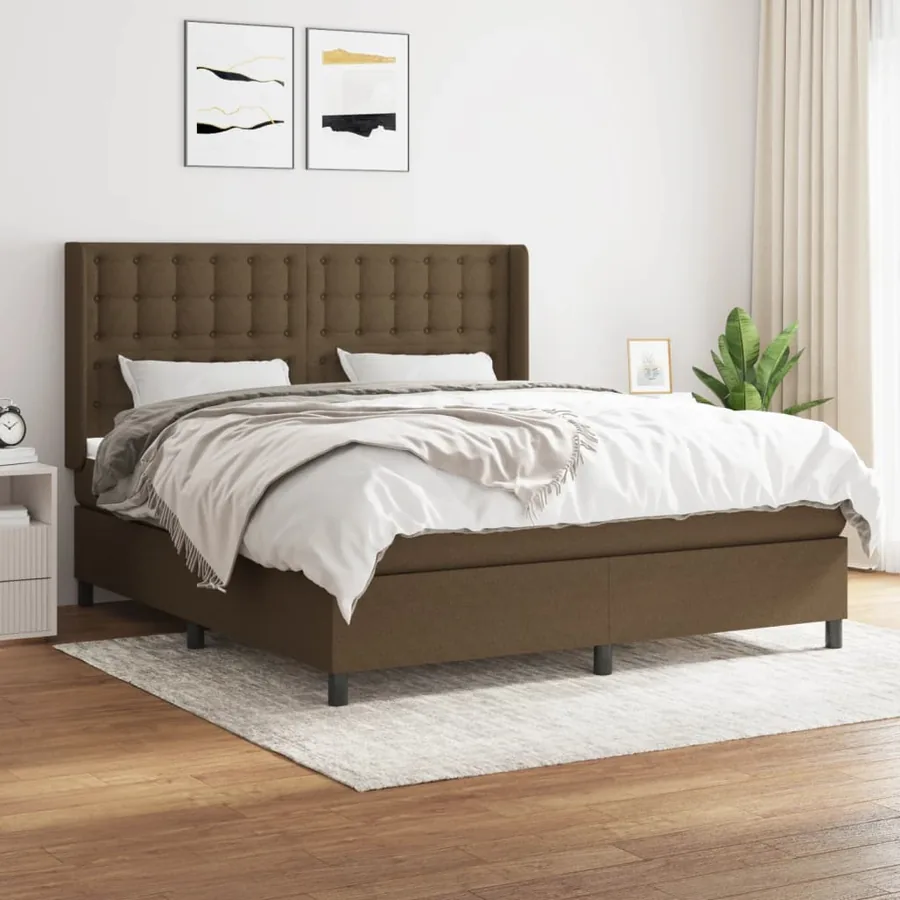 Sommier à lattes de lit avec matelas Marron foncé 160x200 cm