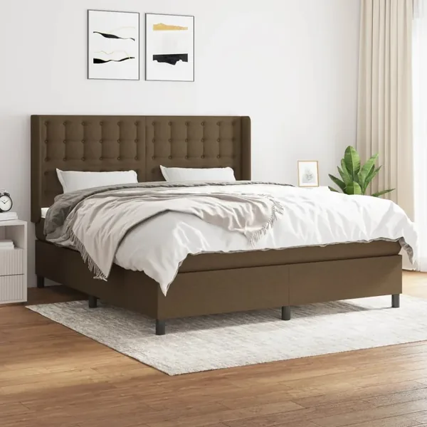 Sommier à lattes de lit avec matelas Marron foncé 160x200 cm