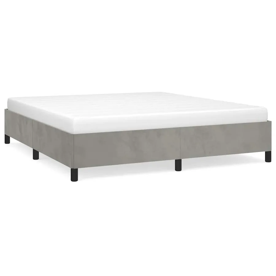 Cadre de lit gris clair 193x203 cm velours - 2