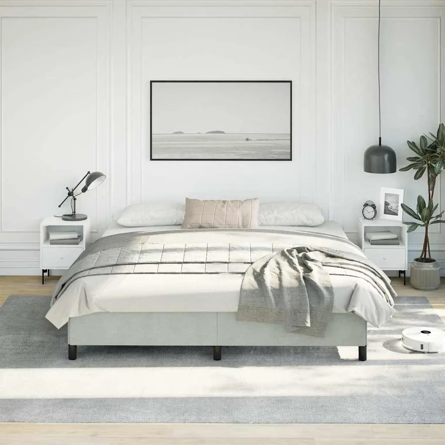 Cadre de lit gris clair 193x203 cm velours - 3
