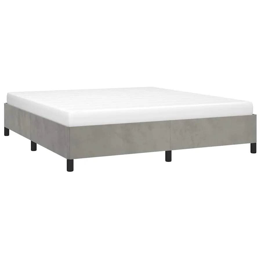 Cadre de lit gris clair 193x203 cm velours - 4