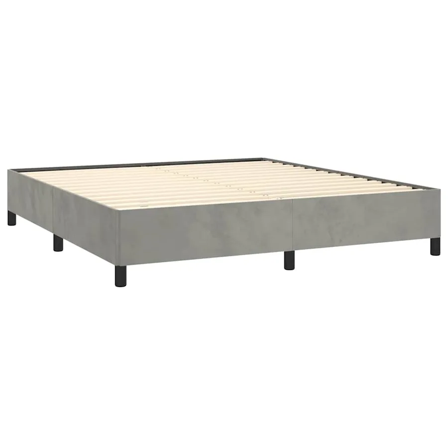 Cadre de lit gris clair 193x203 cm velours - 5