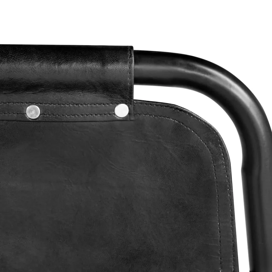 Chaises à manger lot de 2 noir cuir véritable - 4
