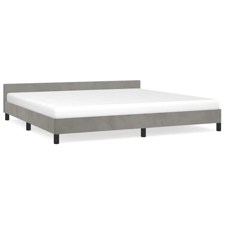 Cadre de lit sans matelas gris clair 200x200 cm velours - 2