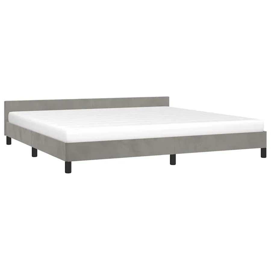 Cadre de lit sans matelas gris clair 200x200 cm velours - 3
