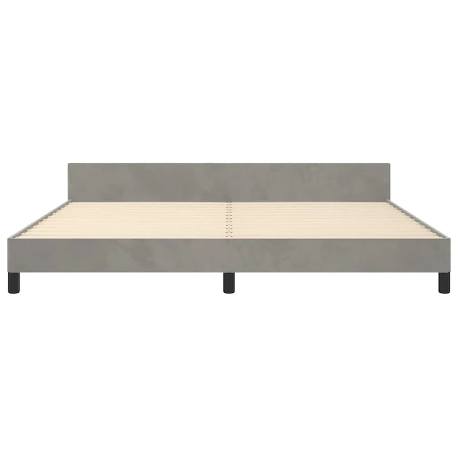 Cadre de lit sans matelas gris clair 200x200 cm velours - 5