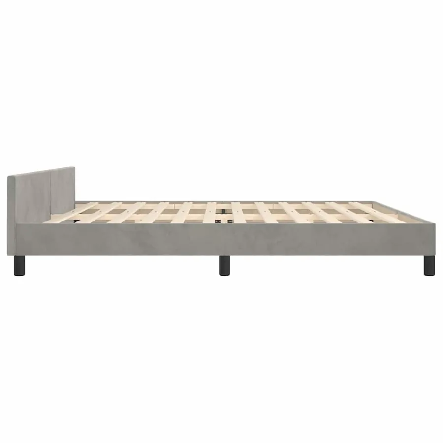 Cadre de lit sans matelas gris clair 200x200 cm velours - 6