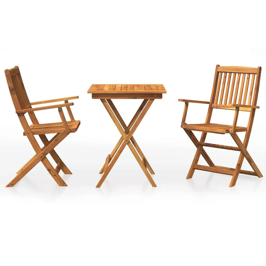 Ensemble à manger de jardin pliable 3 pcs Bois d'acacia solide - 2