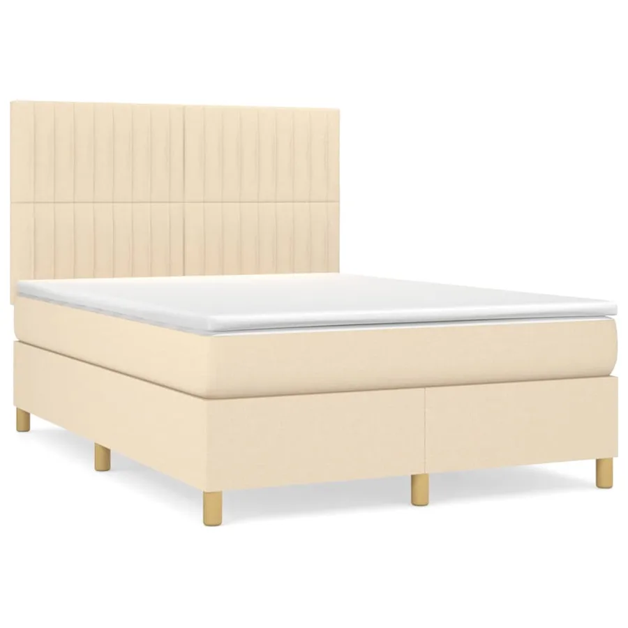 Sommier à lattes de lit avec matelas Crème 140x190 cm Tissu - 2
