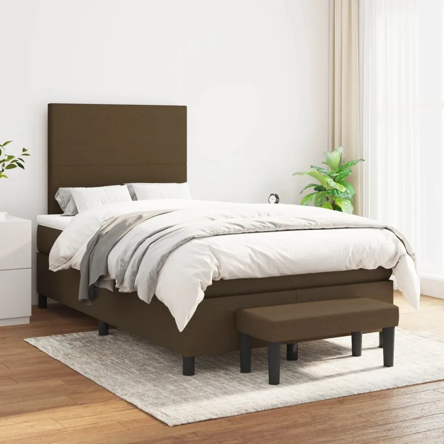 Sommier à lattes de lit avec matelas Marron foncé 120x200 cm