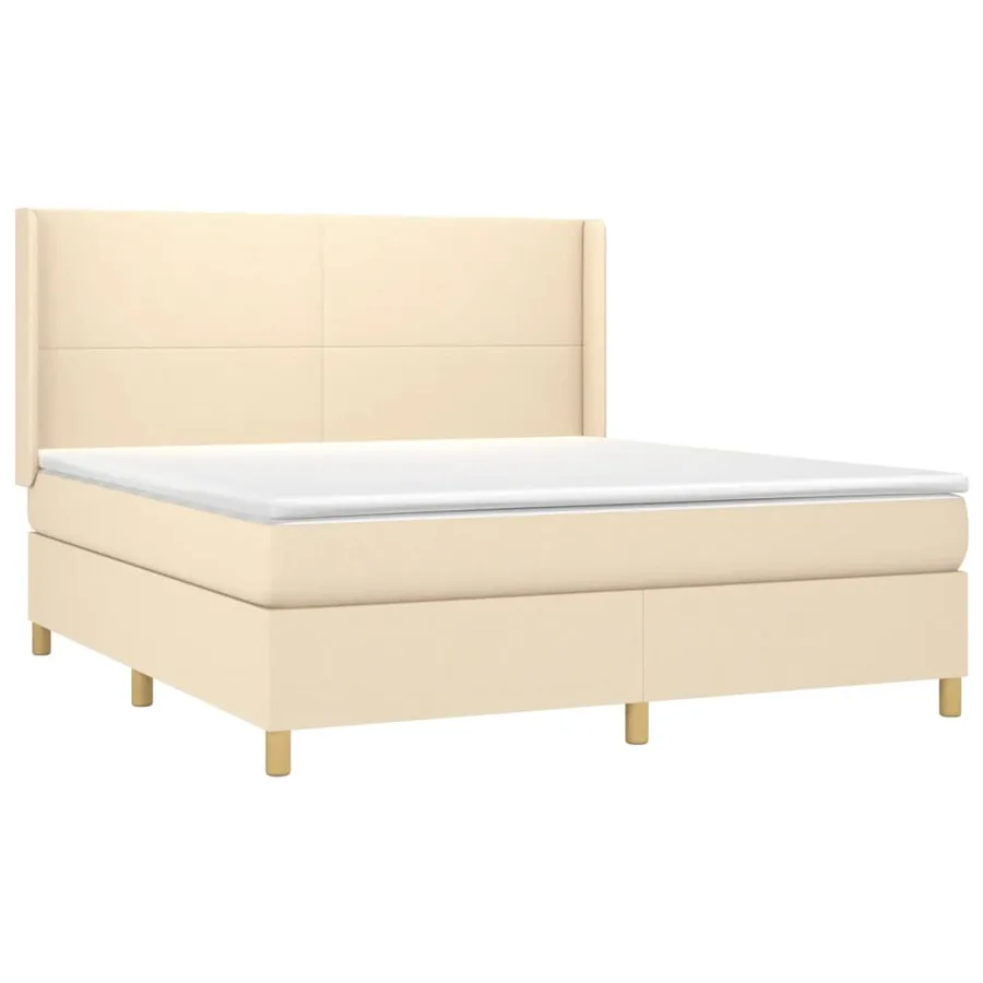 Sommier à lattes de lit matelas et LED Crème 180x200 cm Tissu - 4