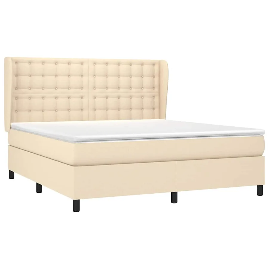 Sommier à lattes de lit avec matelas Crème 180x200 cm Tissu - 3