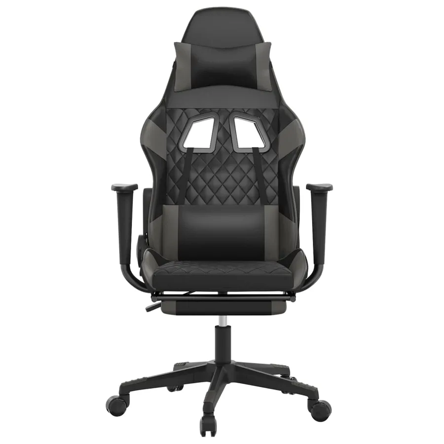 Chaise de jeu avec repose-pied Noir et gris Similicuir - 3