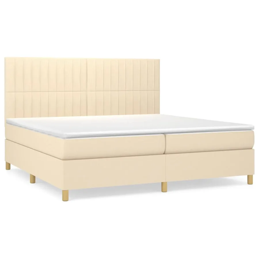 Sommier à lattes de lit avec matelas Crème 200x200 cm Tissu - 2