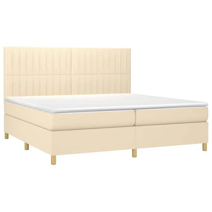 Sommier à lattes de lit avec matelas Crème 200x200 cm Tissu - 3