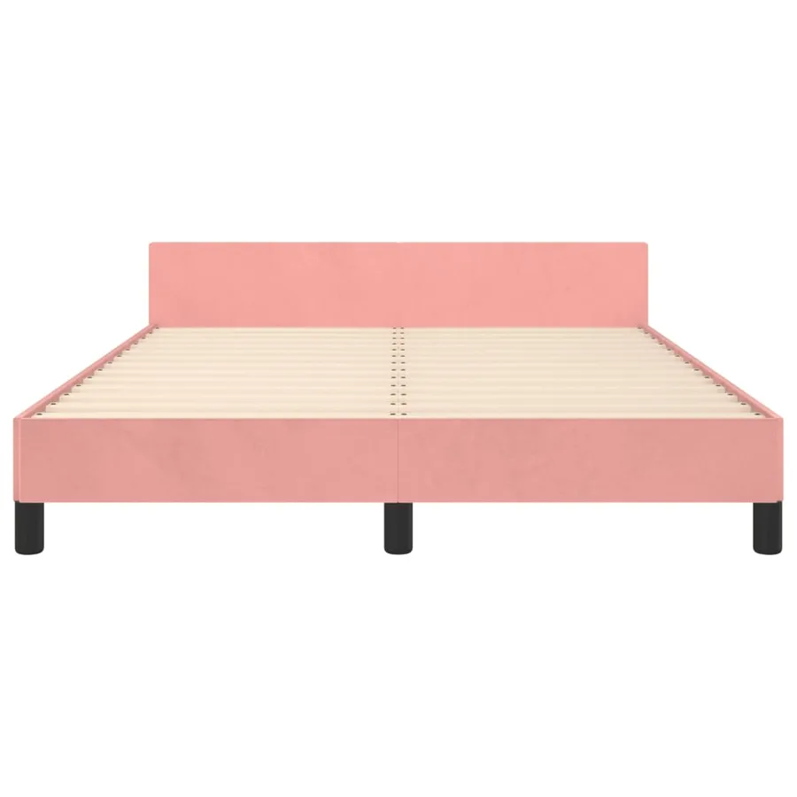 Cadre de lit sans matelas rose 140x190 cm velours - 6