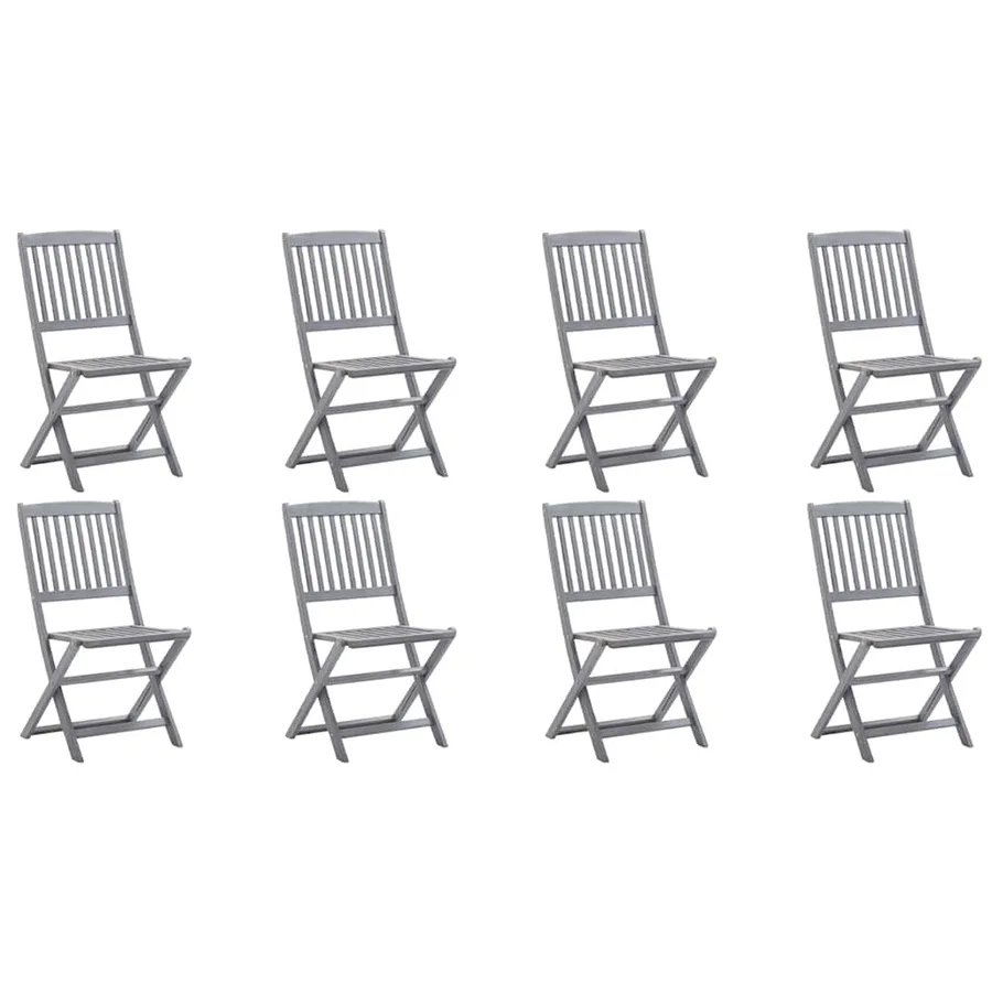 Chaises pliables d'extérieur lot de 8 et coussins Bois d'acacia - 2