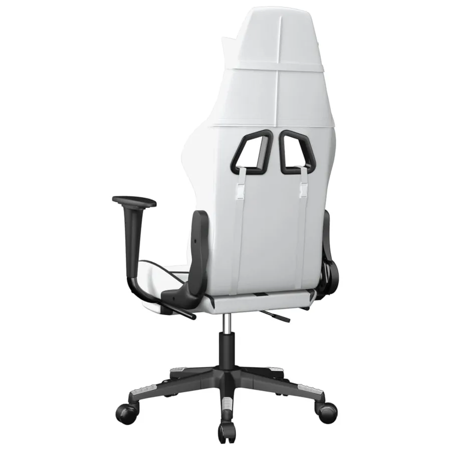 Chaise de jeu avec repose-pied Blanc et noir Similicuir - 5