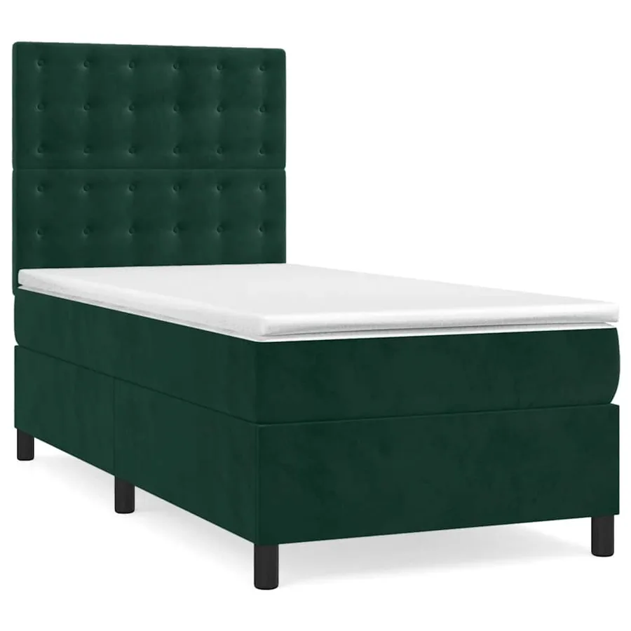 Sommier à lattes de lit et matelas Vert foncé 80x200 cm Velours - 2