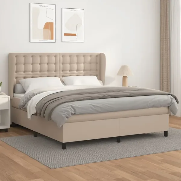 Sommier à lattes de lit avec matelas Cappuccino 160x200 cm