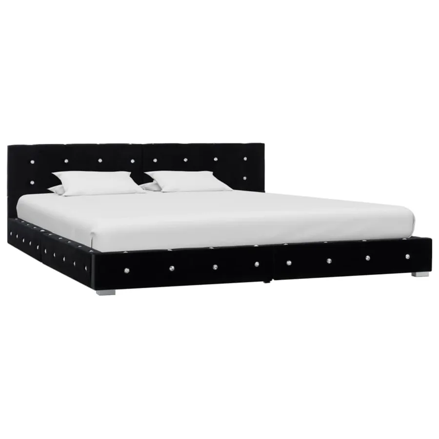 Lit avec matelas à mémoire de forme Noir Velours 180 x 200 cm - 2