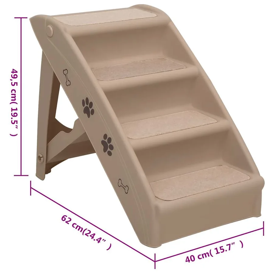 Escaliers pliables pour chiens Marron 62x40x49,5 cm - 9