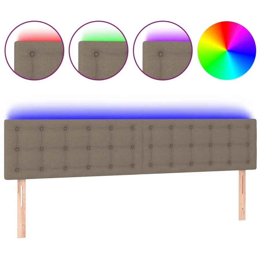 Tête de lit à LED Taupe 160x5x78/88 cm Tissu - 2