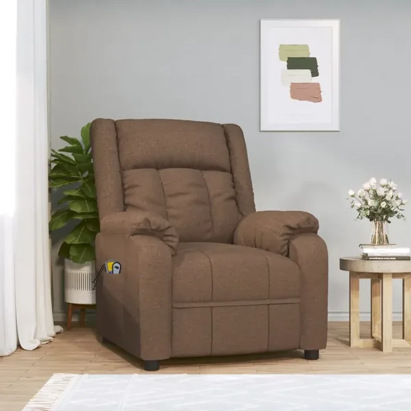 Fauteuil électrique de massage Marron Tissu