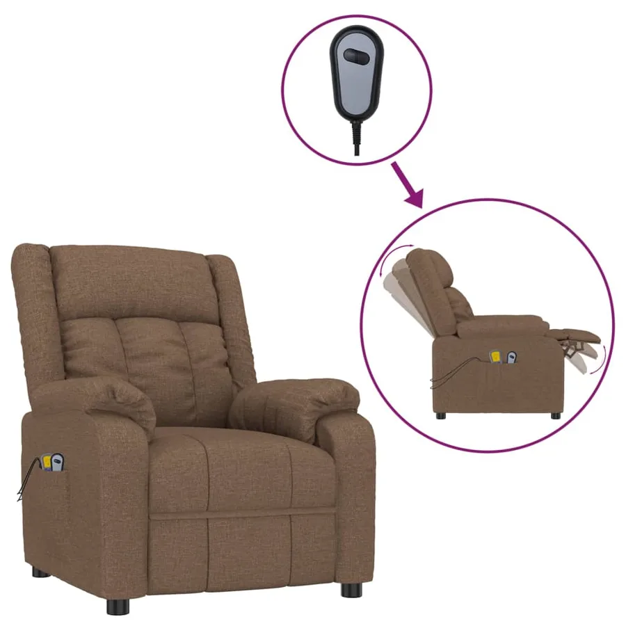 Fauteuil électrique de massage Marron Tissu - 2