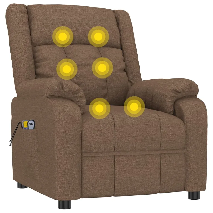 Fauteuil électrique de massage Marron Tissu - 8