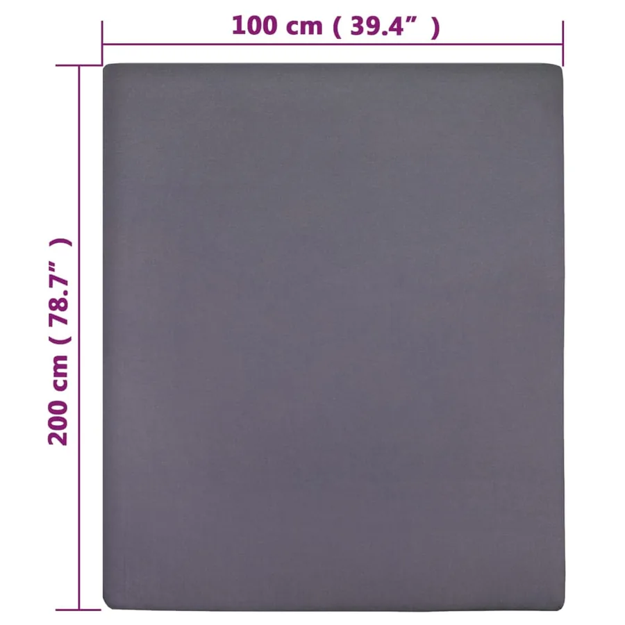 Drap-housse Jersey Anthracite 100x200 cm Coton - 5