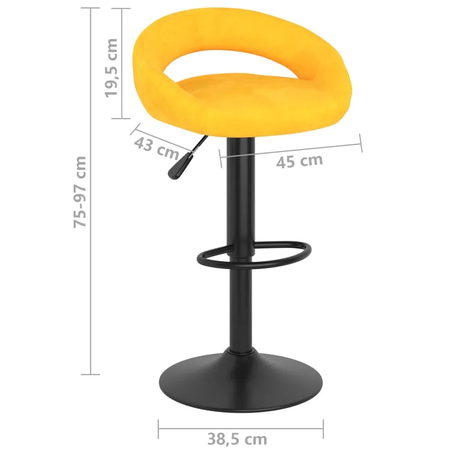 Tabourets de bar lot de 2 jaune moutarde velours - 8