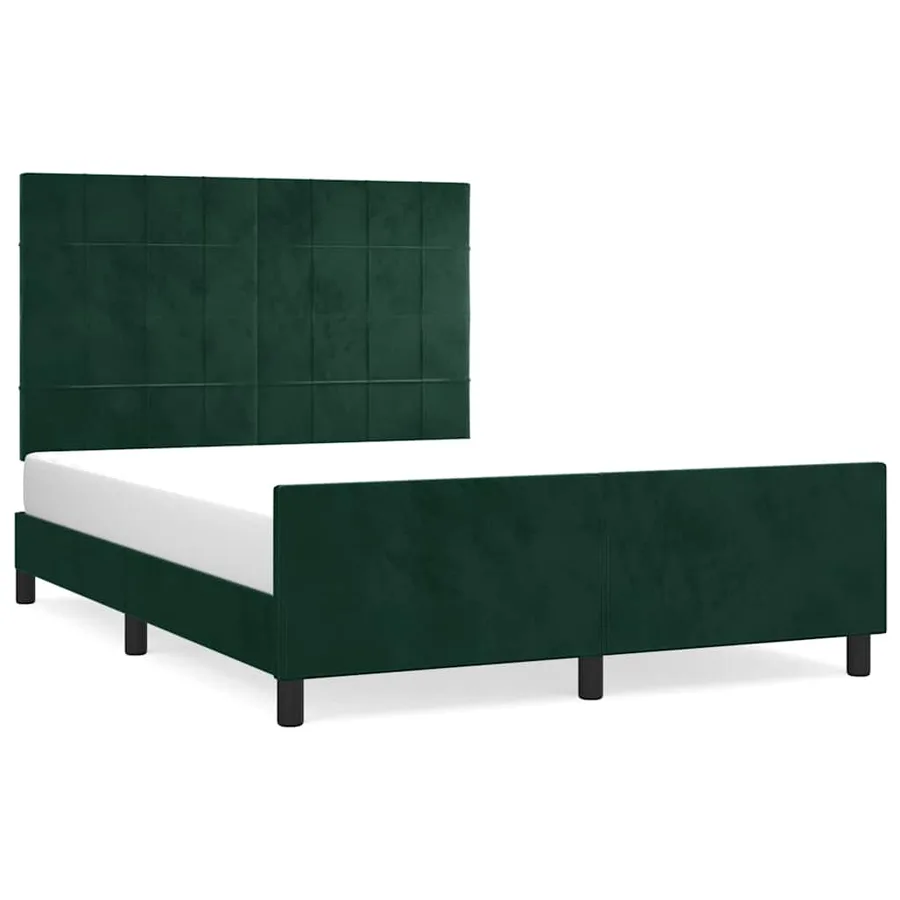 Cadre de lit sans matelas vert foncé 140x190 cm velours - 2