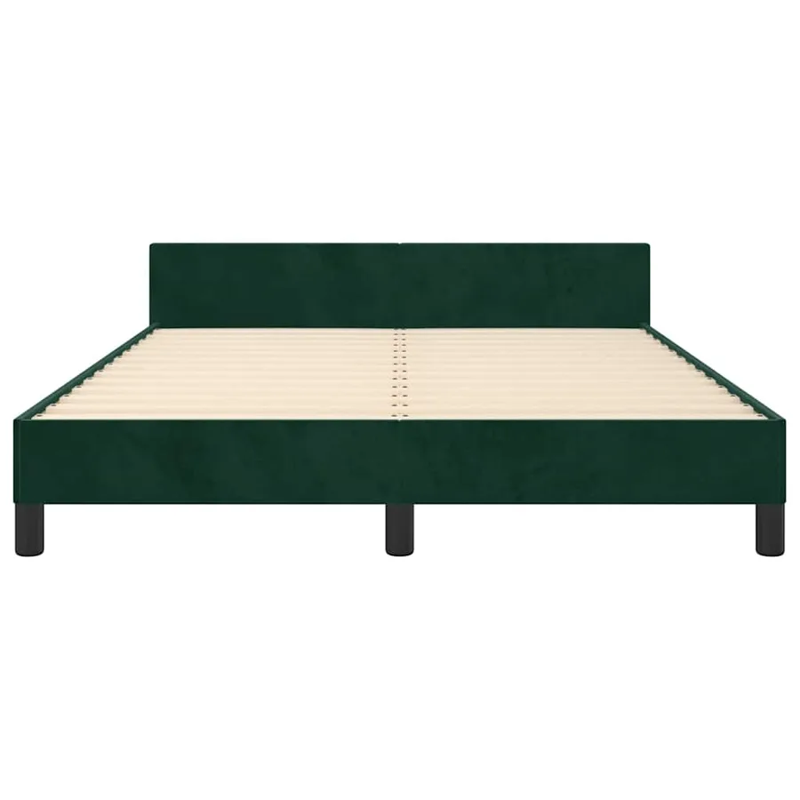 Cadre de lit sans matelas vert foncé 140x190 cm velours - 6