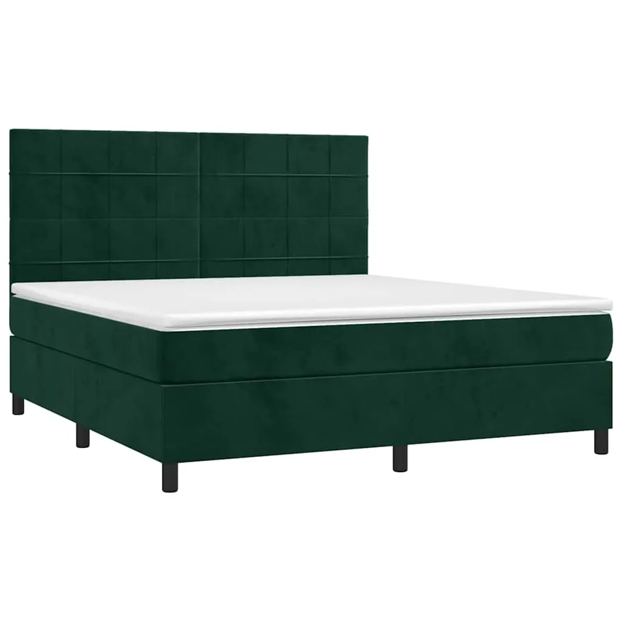 Sommier à lattes de lit matelas et LED Vert foncé 180x200 cm - 3