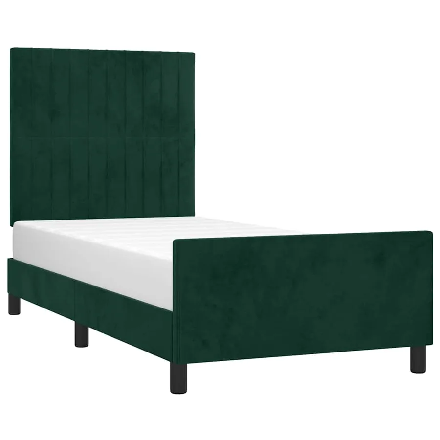 Cadre de lit sans matelas vert foncé 80x200 cm velours - 3
