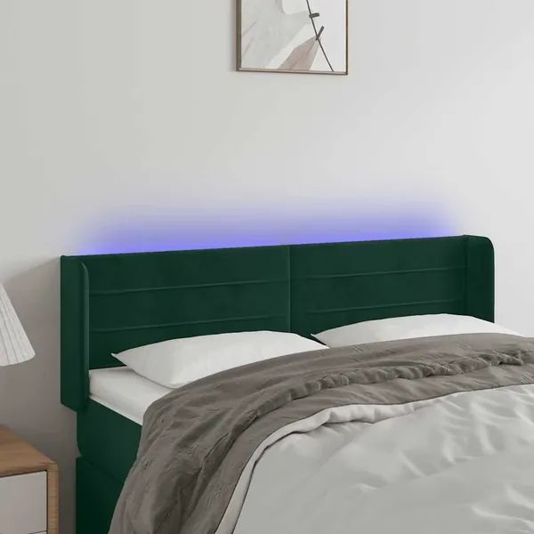 Tête de lit à LED Vert foncé 147x16x78/88 cm Velours