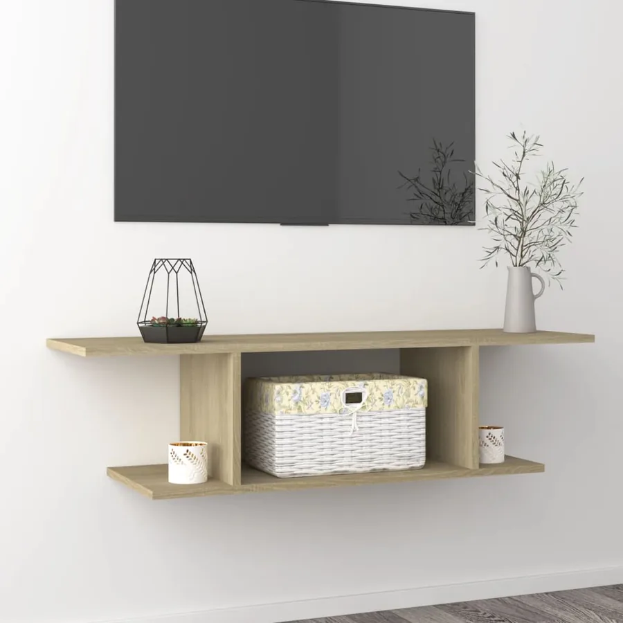 Meuble TV mural Chêne sonoma 103x30x26,5 cm