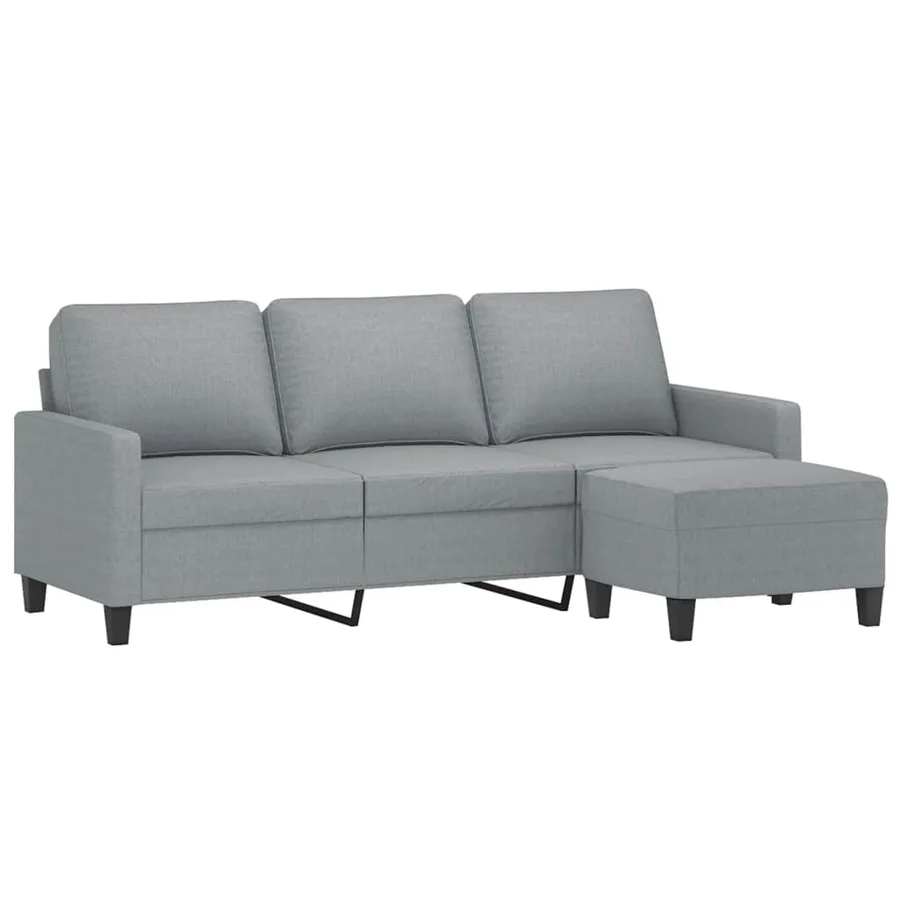 Canapé à 3 places avec repose-pieds Gris clair 180 cm Tissu - 3