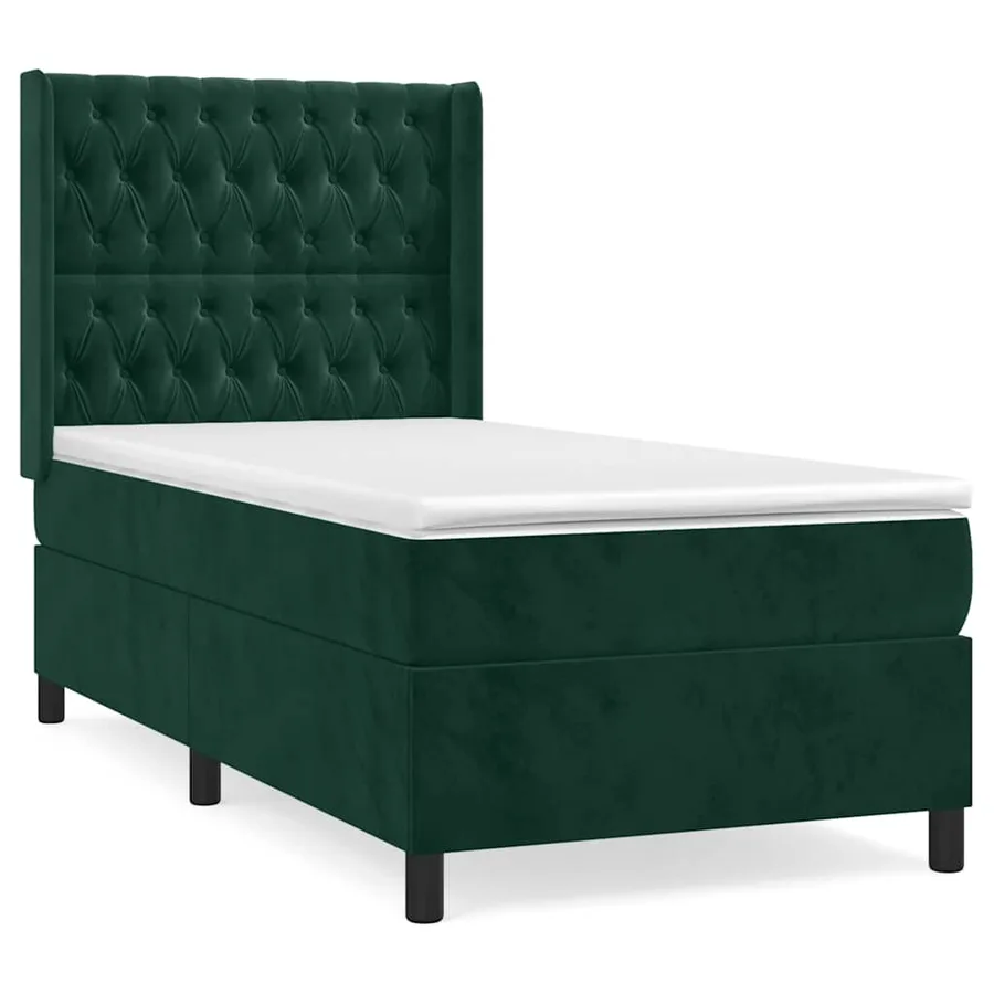 Sommier à lattes de lit avec matelas Vert foncé 90x200 cm - 2